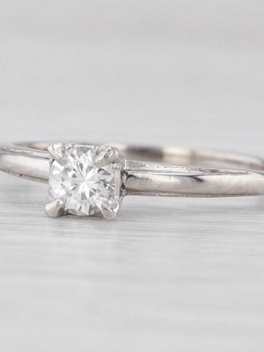 0.32ct Round Diamond Solitaire Engagement Ring Ruthendium Palladium Size 6.75